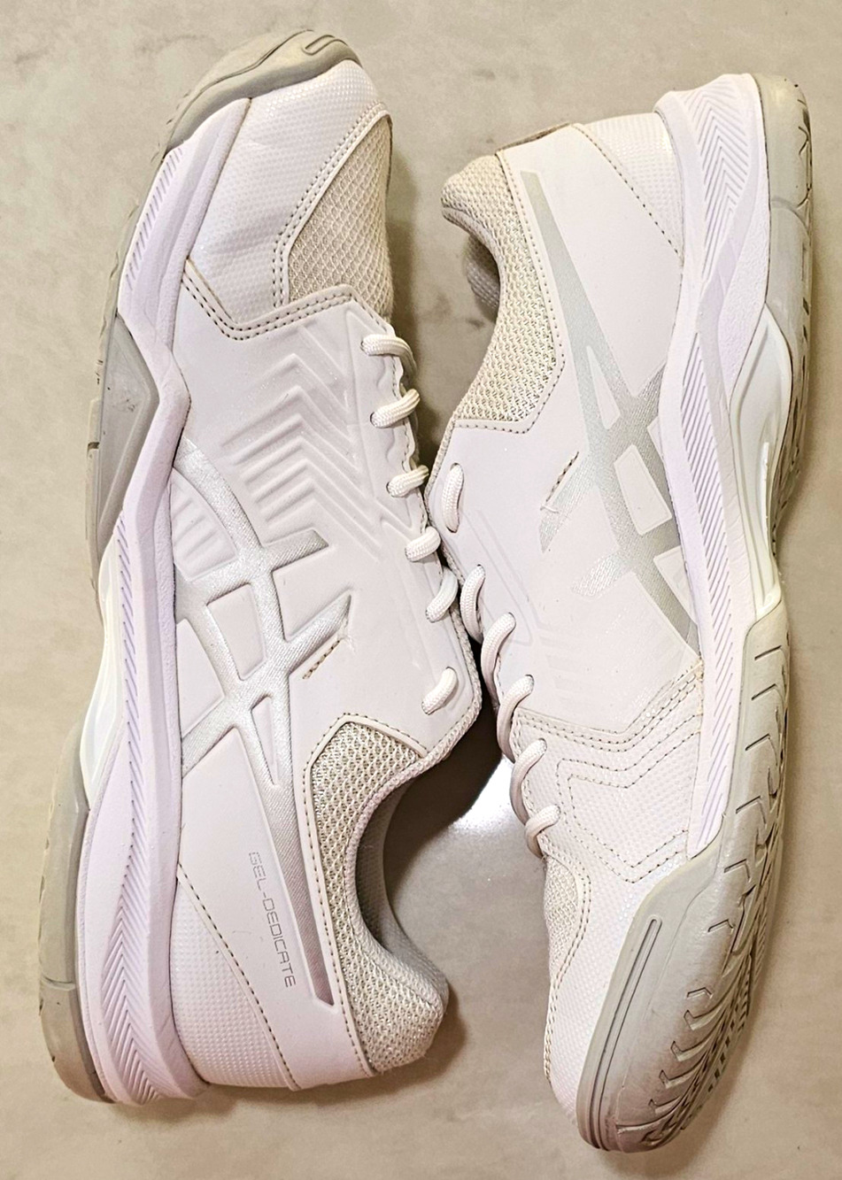 Asics Gel-Dedicate 5 Womens Size 10 Tennis Shoes White Silver E757Y